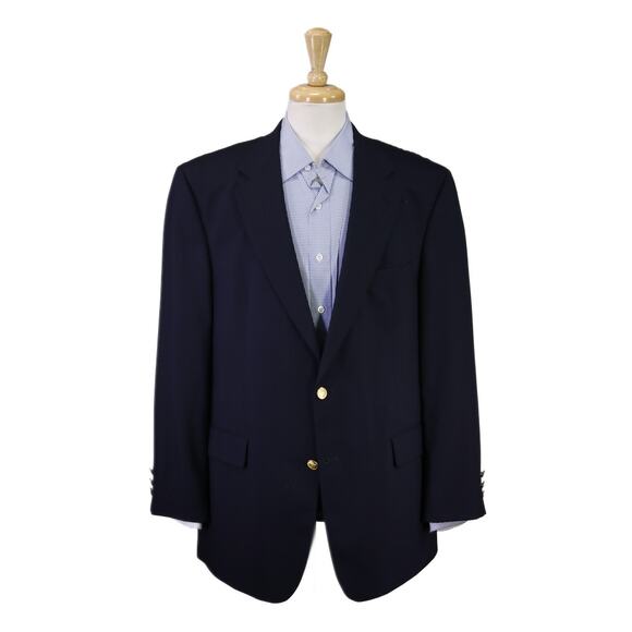 Brooks Brothers Navy Blue Gold Metal Buttons 2-Btn Blazer Jacket 43R - Picture 1 of 10